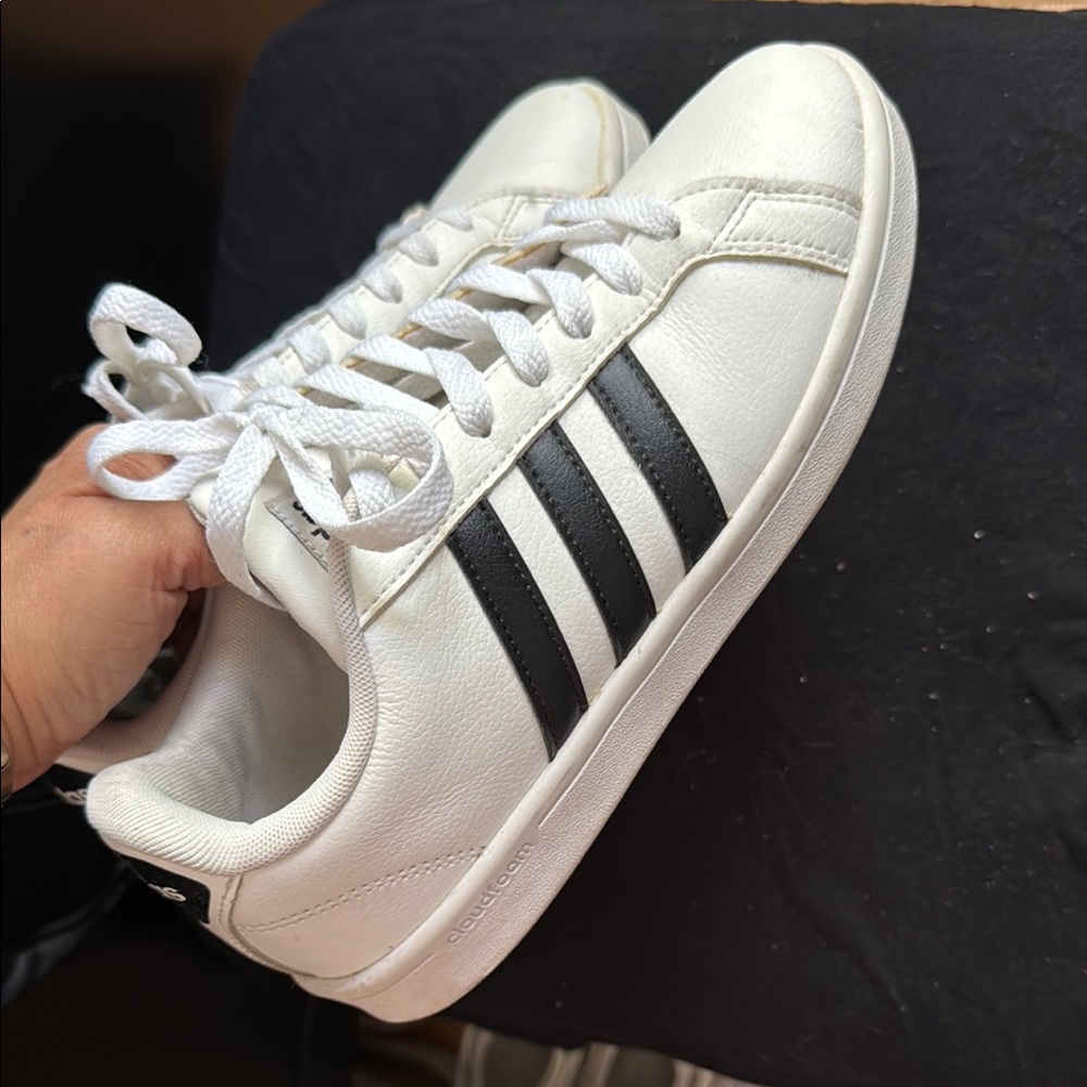 Adidas Classic White Sneakers with Black Stripes